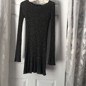 Zara mini knit bodycon dress metallic effect, size small, light weight